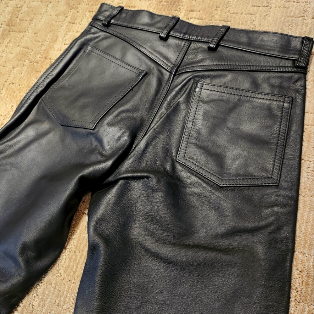 Black leather pants Size 30